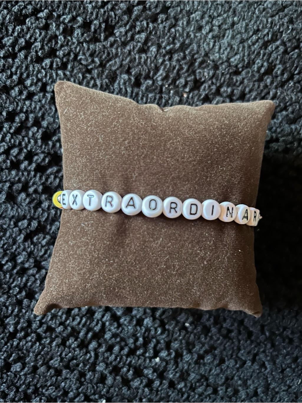 "Extraordinary" Beaded Word Bracelet - White Letters